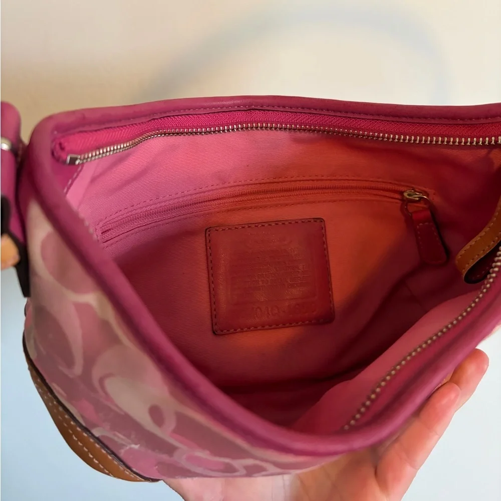 Y2K Coach Soho Pink Optic Signature Mini Bag Vintage Leather Purse - Picture 7 of 9